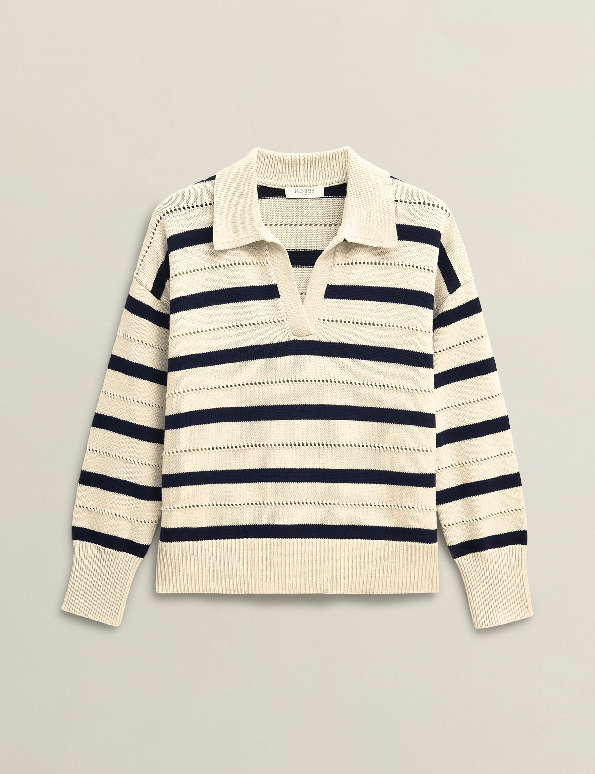 Hobbs London Hobbs London Women's Beauford Striped Polo Jumper in Cream - 2