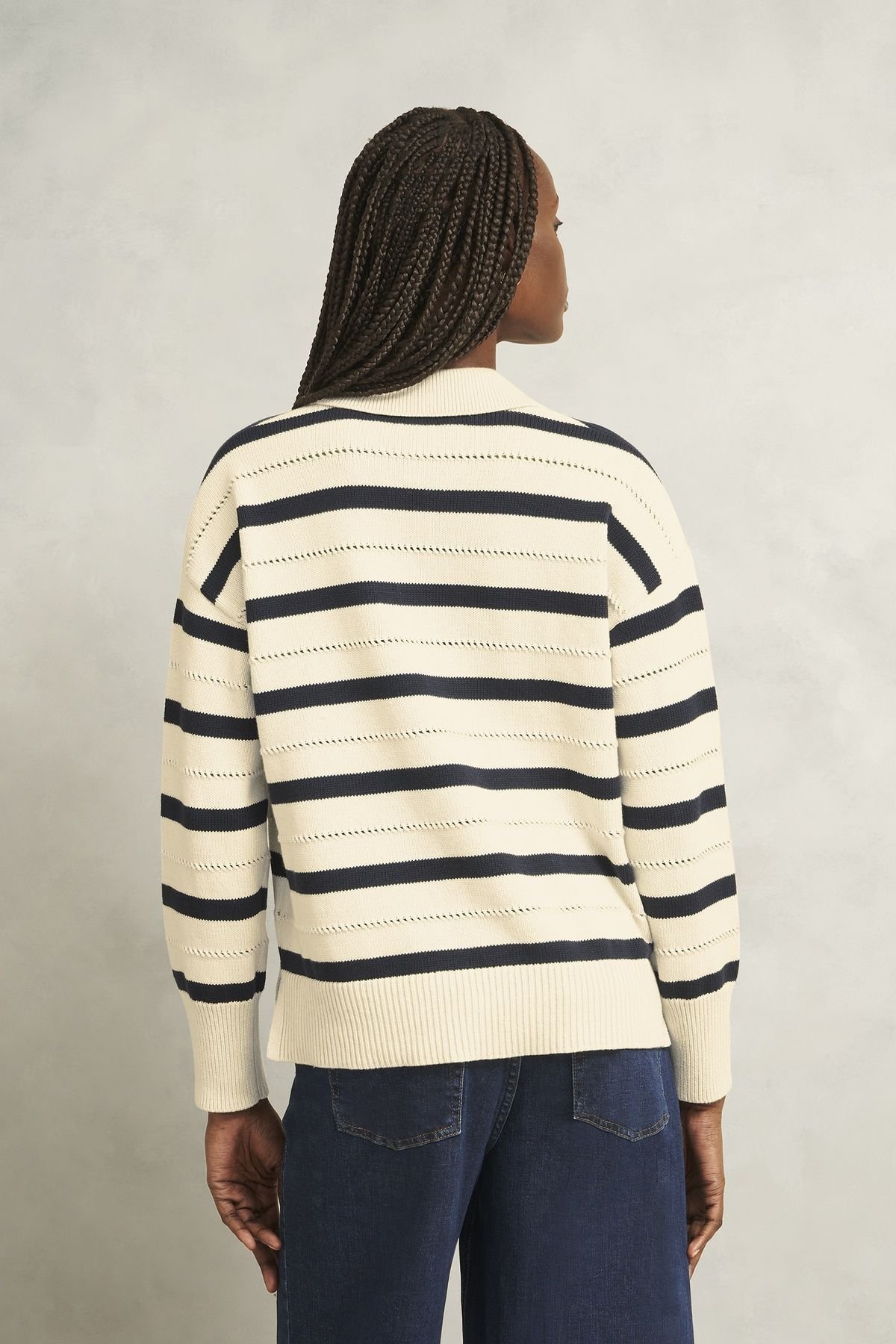 Hobbs London Hobbs London Women's Beauford Striped Polo Jumper in Cream - 4