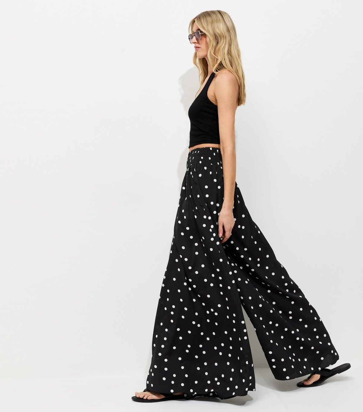 New Look Women's Tall Black Crepe Polka Dot Palazzo New Look