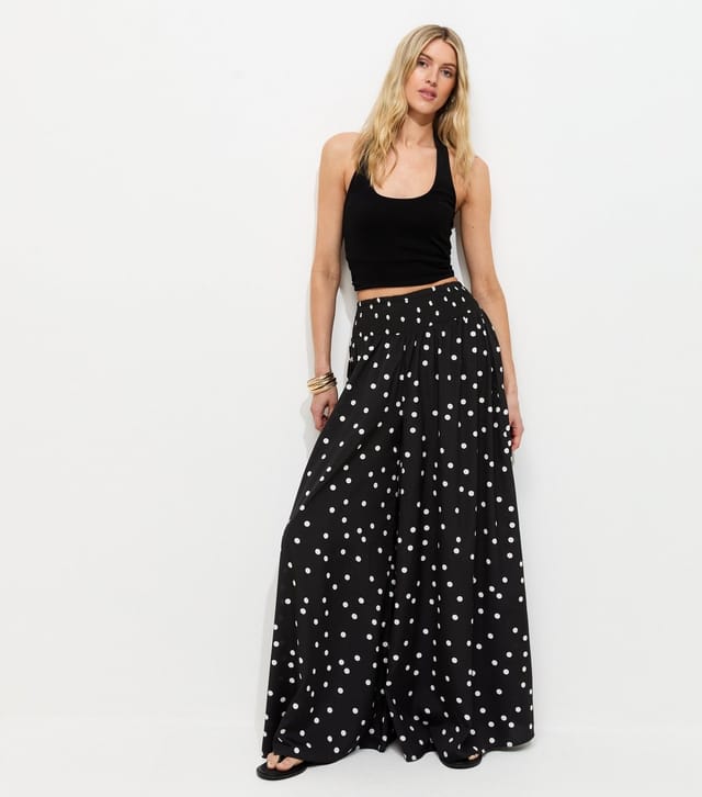 New Look Women's Tall Black Crepe Polka Dot Palazzo New Look - 2