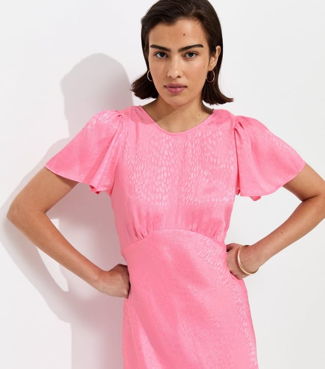 New Look Women's Pale Pink Satin Ruffled Hem Midi Dress New Look - 3