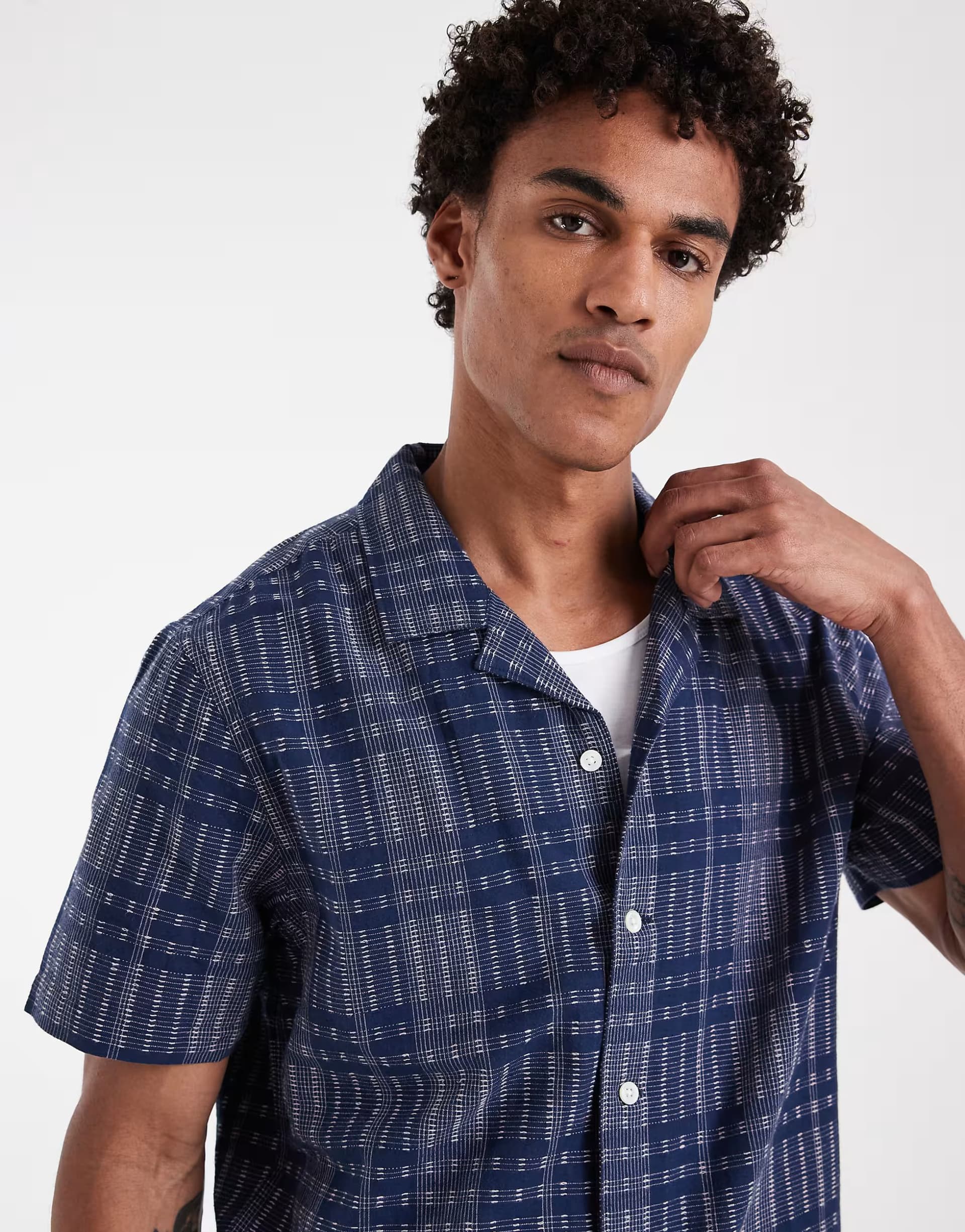 ASOS Levi's dobby plaid shirt in dark blue checked