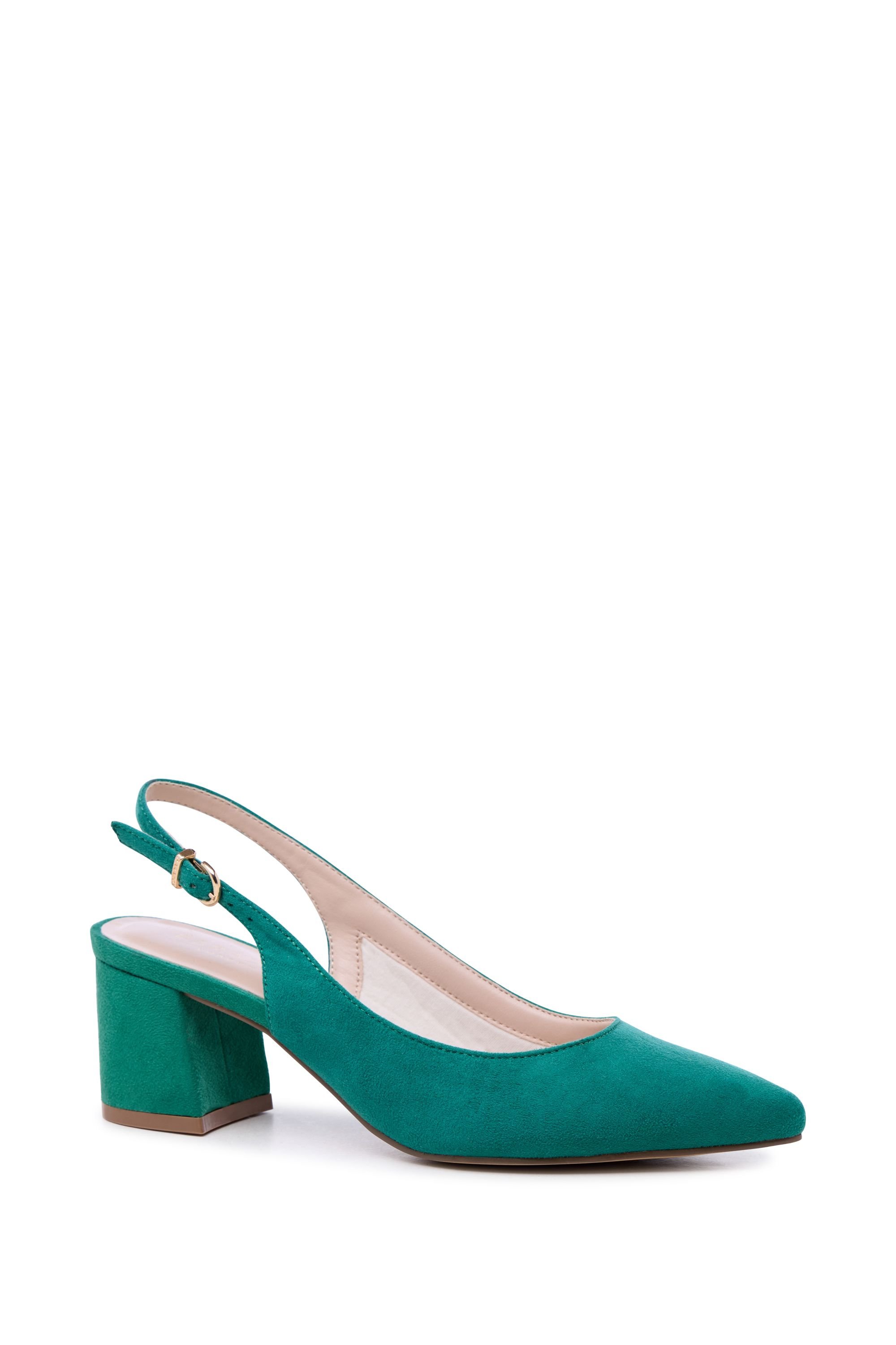 Paradox London Paradox London Women's 'Isadora' Block Heel Slingback Court Shoes in Emerald - 2
