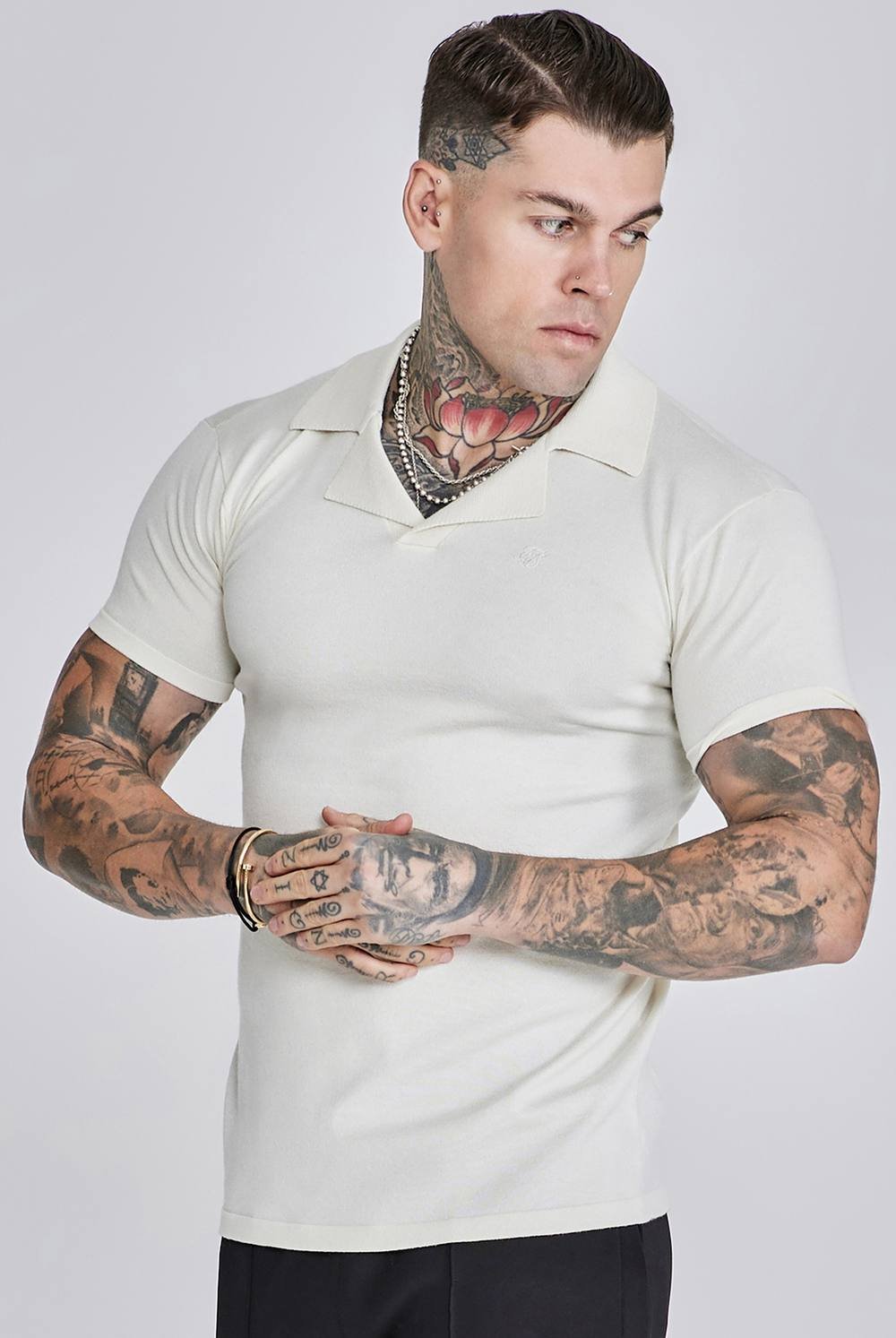 SikSilk SikSilk Men's Revere Polo in Ecru - 4