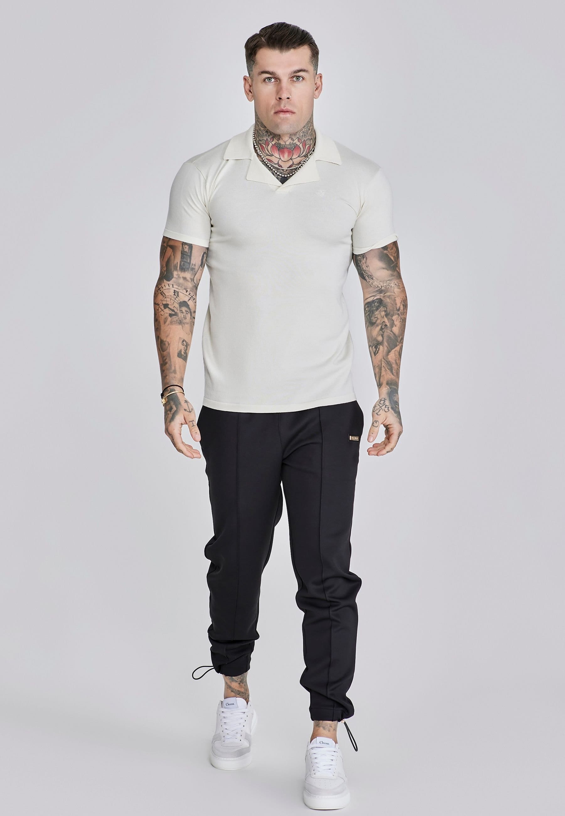 SikSilk SikSilk Men's Revere Polo in Ecru - 4