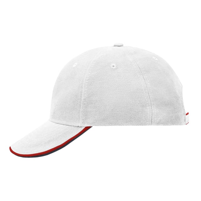 Myrtle Beach Myrtle Beach Men's 6 Panel Double Sandwich Peak Cap in White - 3