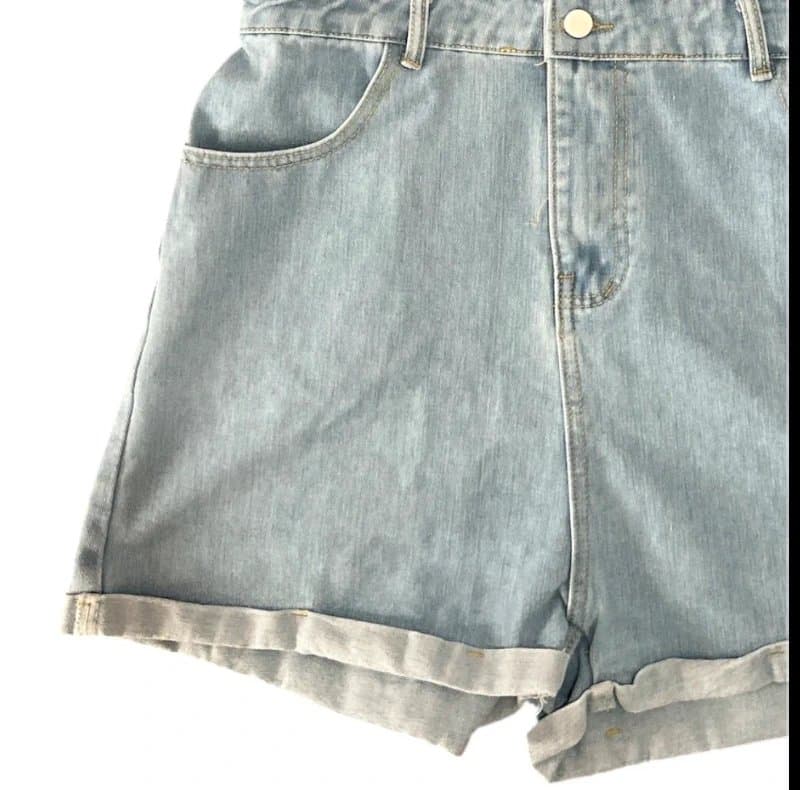 unbranded Women’s Denim Summer Playsuit Size 14 Blue Button Front Holiday Utility Jumpsuit