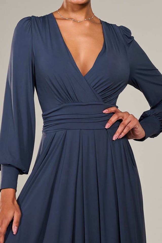 Jolie Moi Jolie Moi Women's Long Sleeve Super Soft Jersey Maxi Dress in Mid Blue - 3