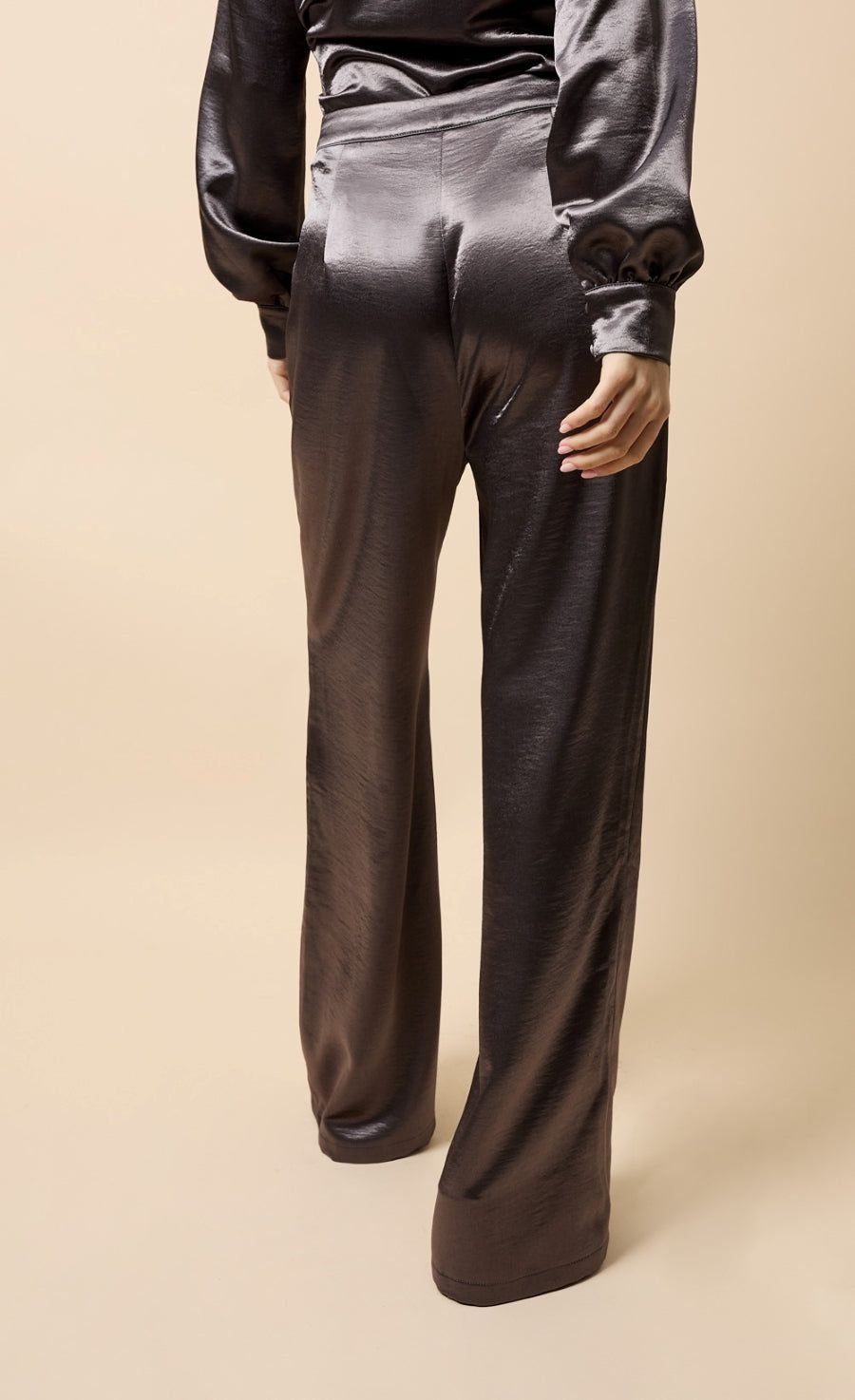 Little Mistress Little Mistress Women's Grey Satin Wide Leg Trousers - 4