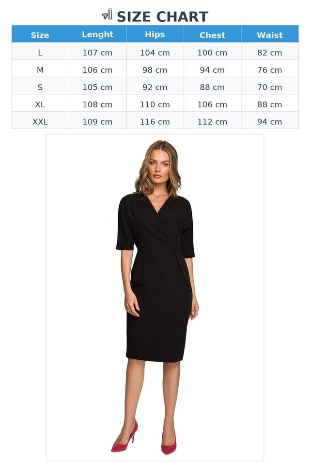 Love Lace Love Lace Women's Envelope Top Pencil Dress with Batwing Sleeves in Black - 3