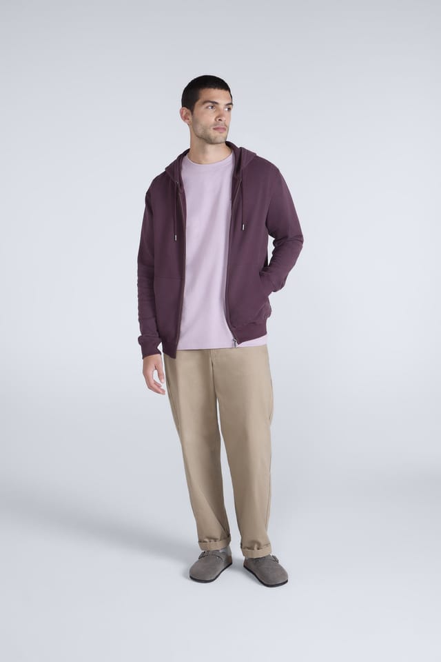 Animal Animal Men's Woody Zip Through Hoodie Training Gym Running Sweatshirt in Burgundy - 2