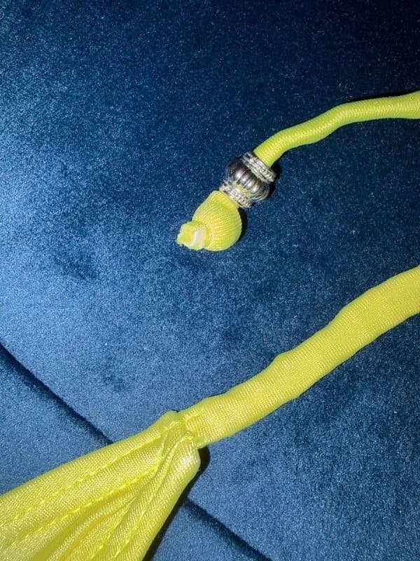Primark UK 8 Vibrant canary yellow triangle bikini top thick under band support halter neck silver beads