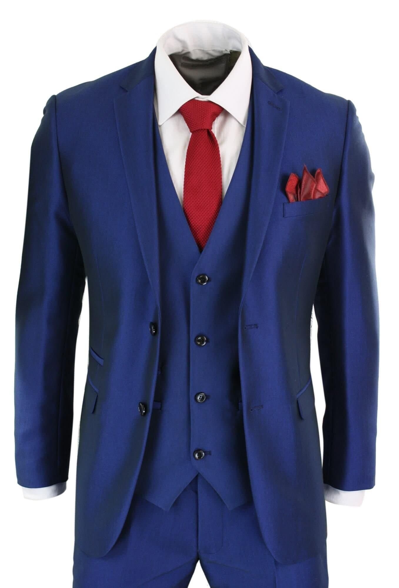 Paul Andrew Paul Andrew Men's Kingsley 3 Piece Blue Wedding Prom Suit