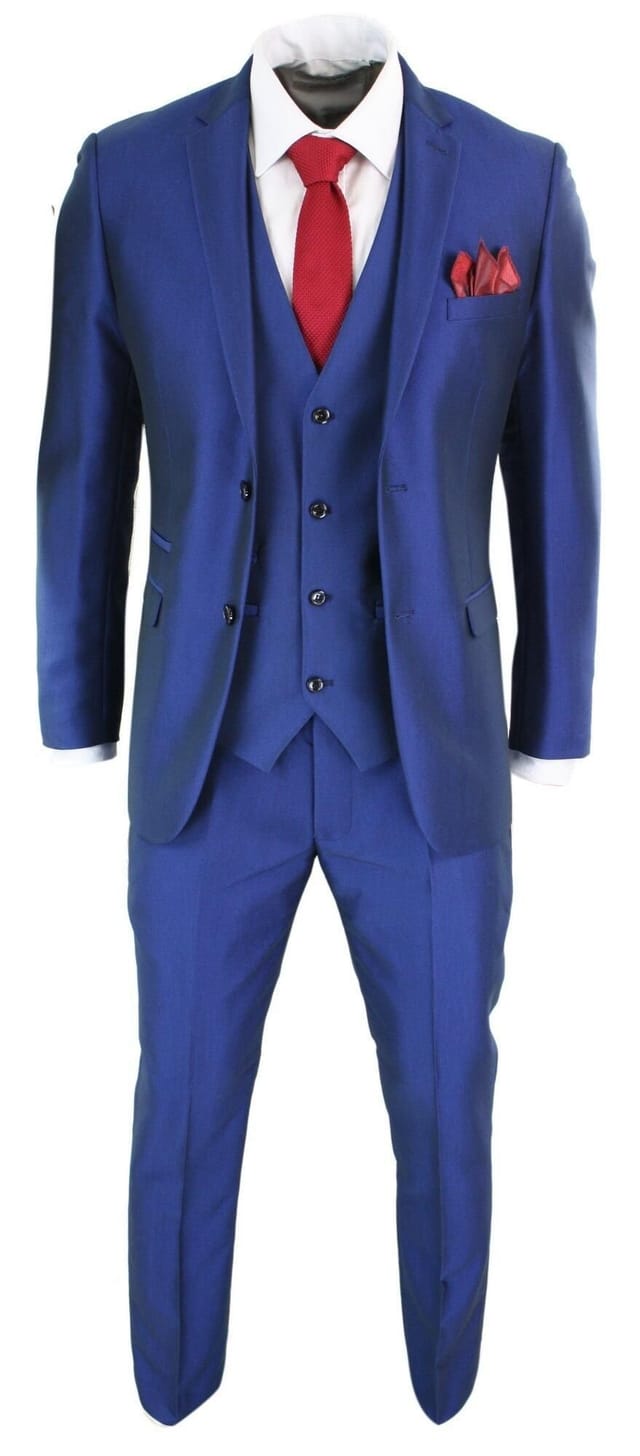 Paul Andrew Paul Andrew Men's Kingsley 3 Piece Blue Wedding Prom Suit - 2