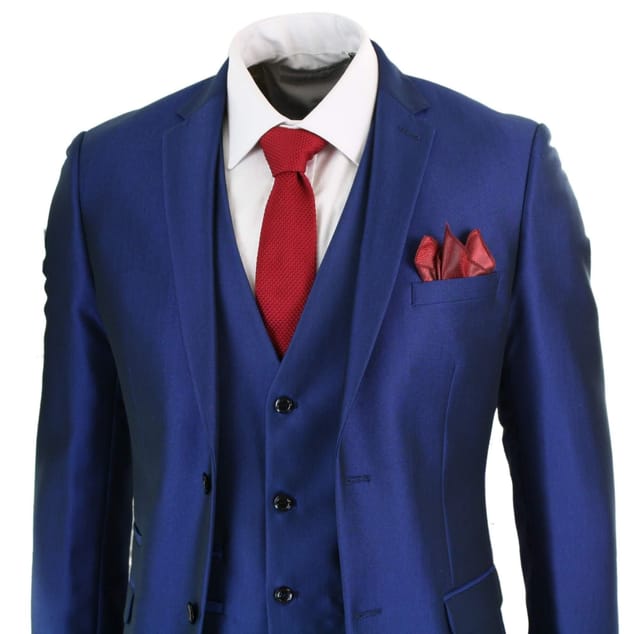 Paul Andrew Paul Andrew Men's Kingsley 3 Piece Blue Wedding Prom Suit - 3