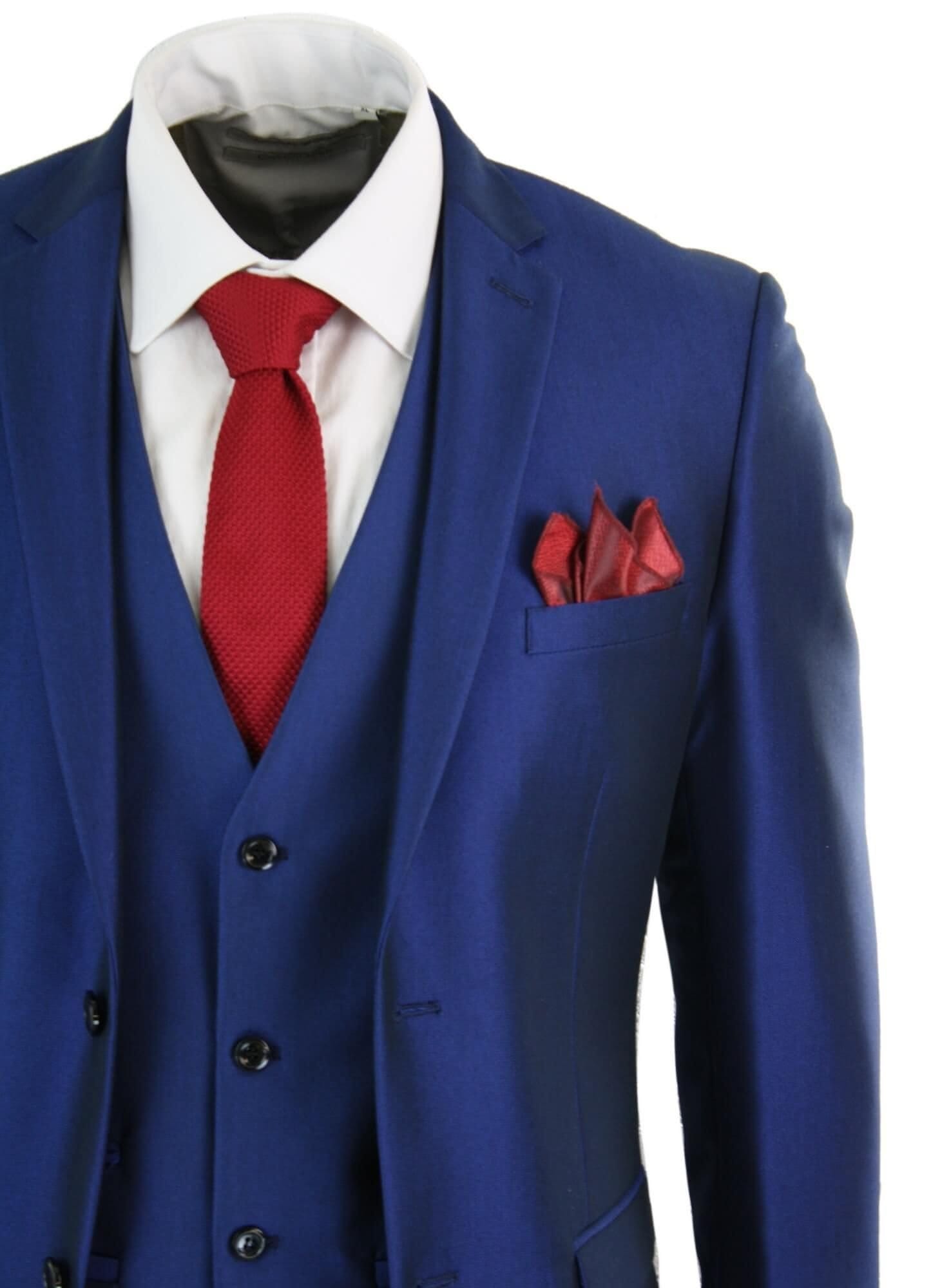 Paul Andrew Paul Andrew Men's Kingsley 3 Piece Blue Wedding Prom Suit - 4