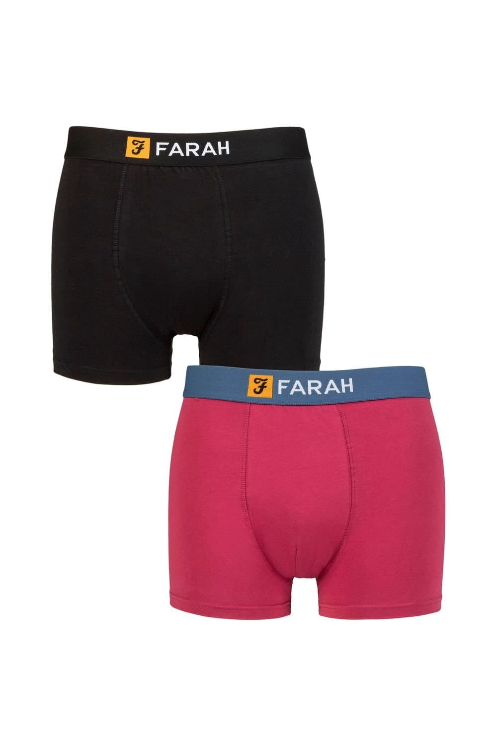 Farah FARAH Men's Mens 2 Pack Plain Cotton Classic Fitted Trunks in Blue