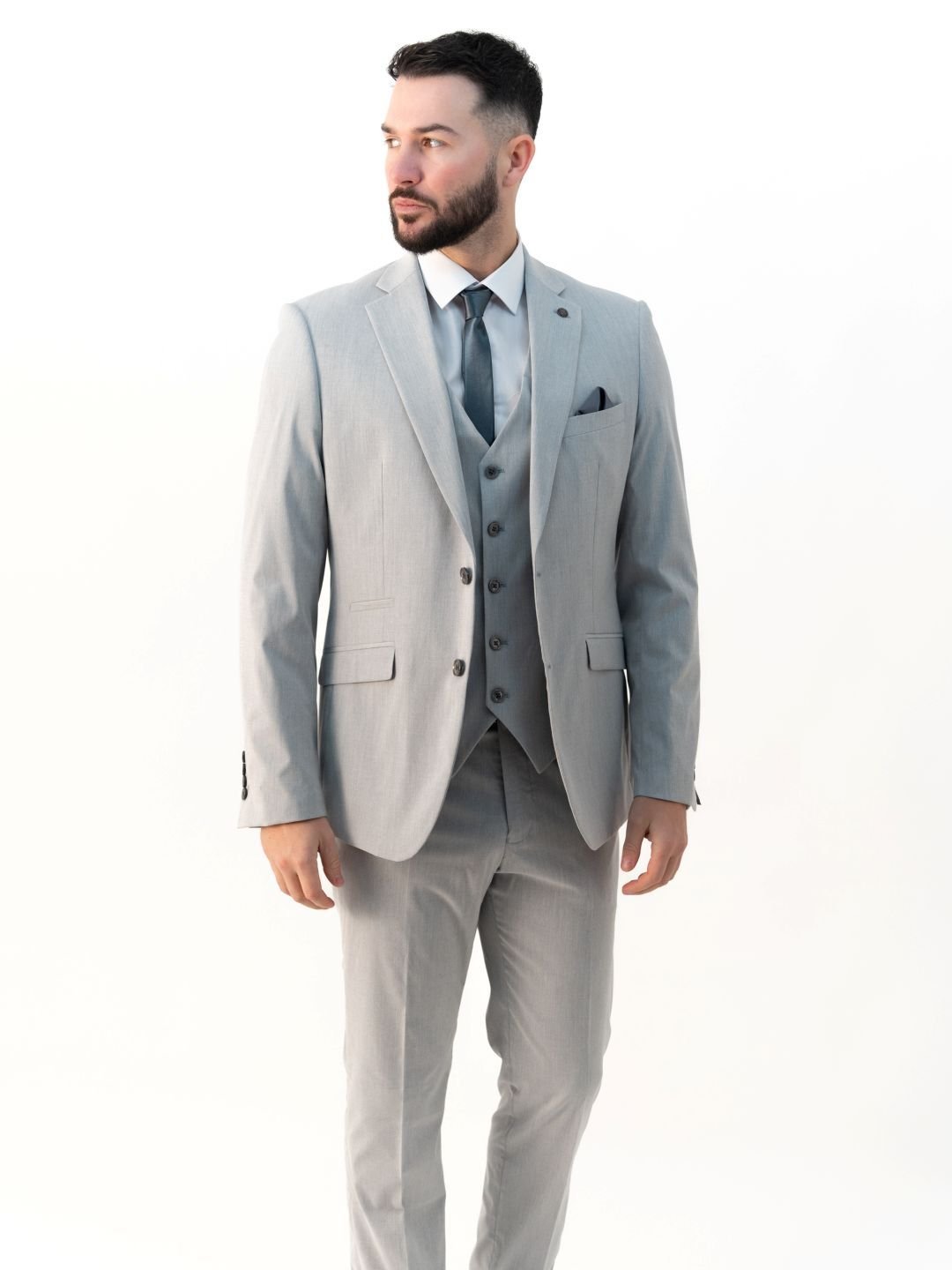 V2 Classic V2 Classic Men's Jasper Silver Three Piece Suit - 1