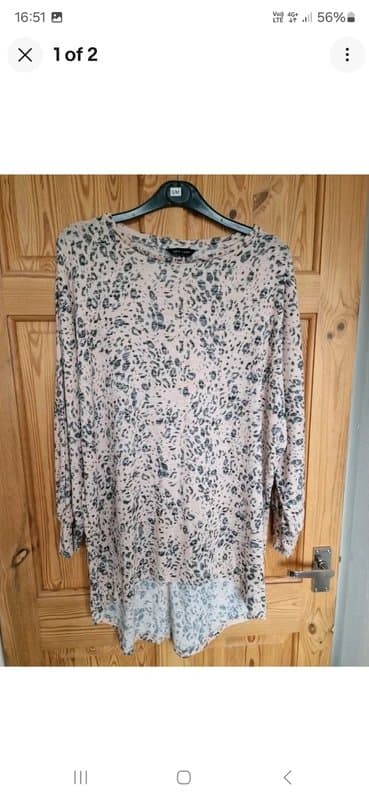 New Look Womens New Look Pink Leopard Print Longline Jumper Top Size M 12