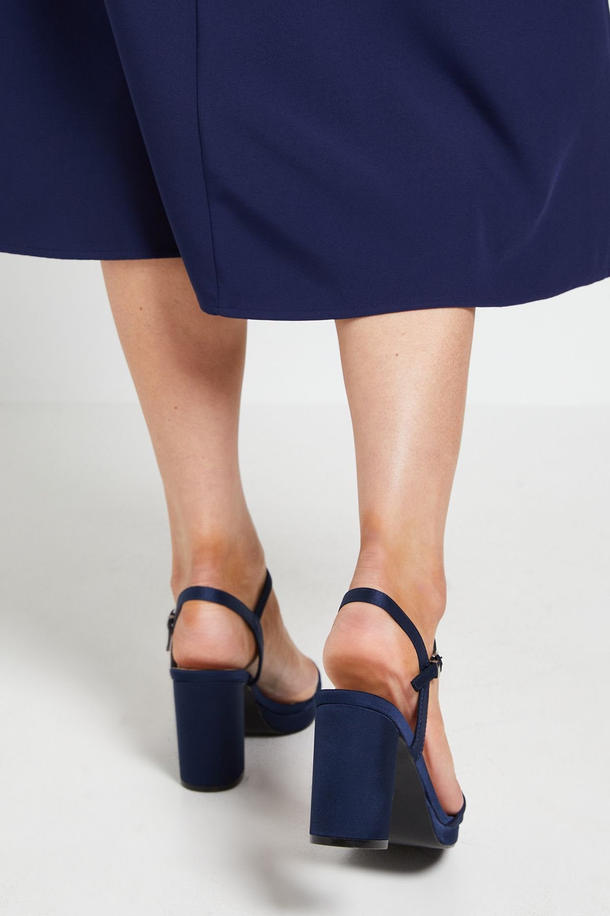 Wallis Wallis Women's Daniella Soft Twist High Block Heel Platform Sandals in Navy - 3