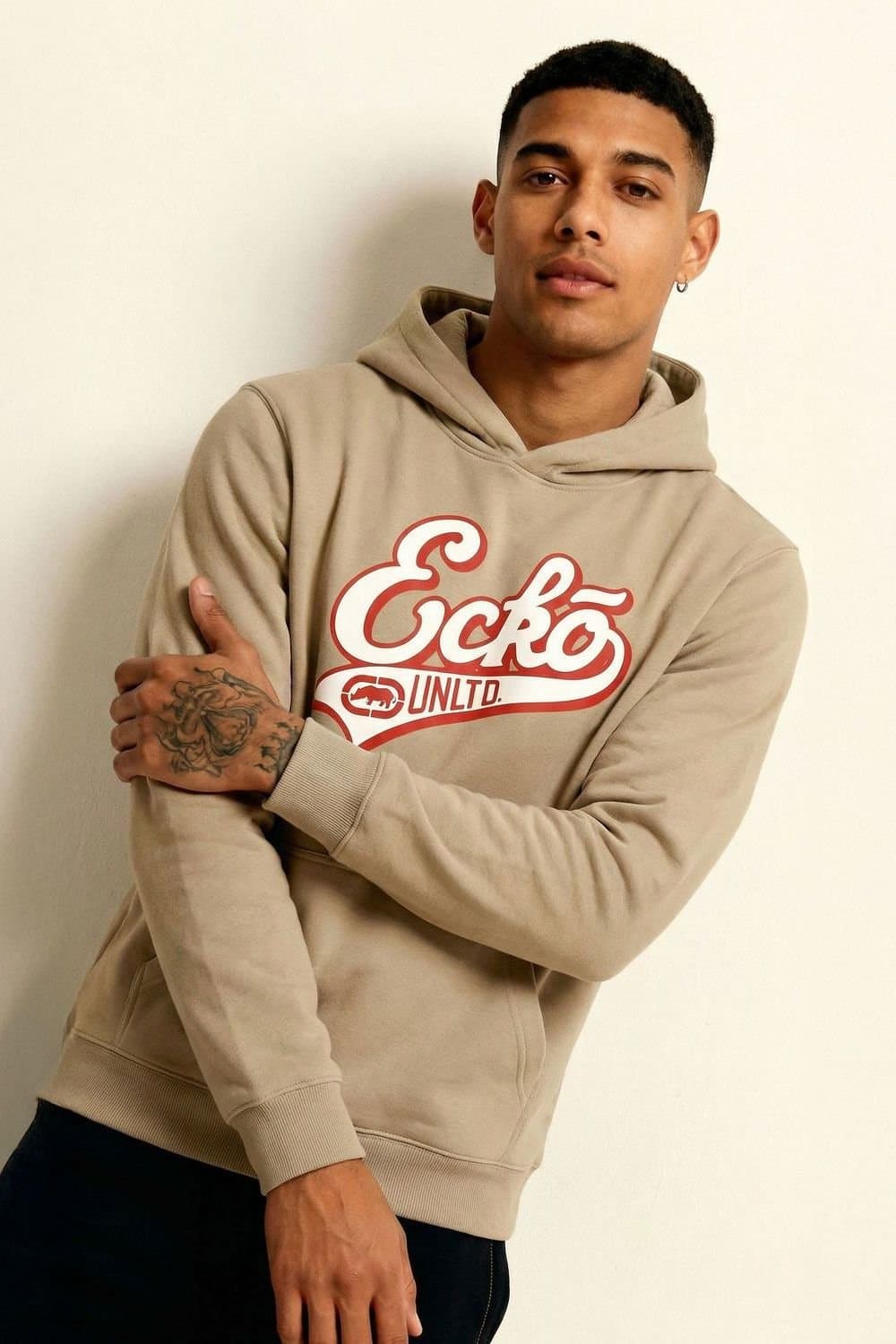 Ecko Untld. Ecko Untld. Men's Script Hoodie in Light Sand