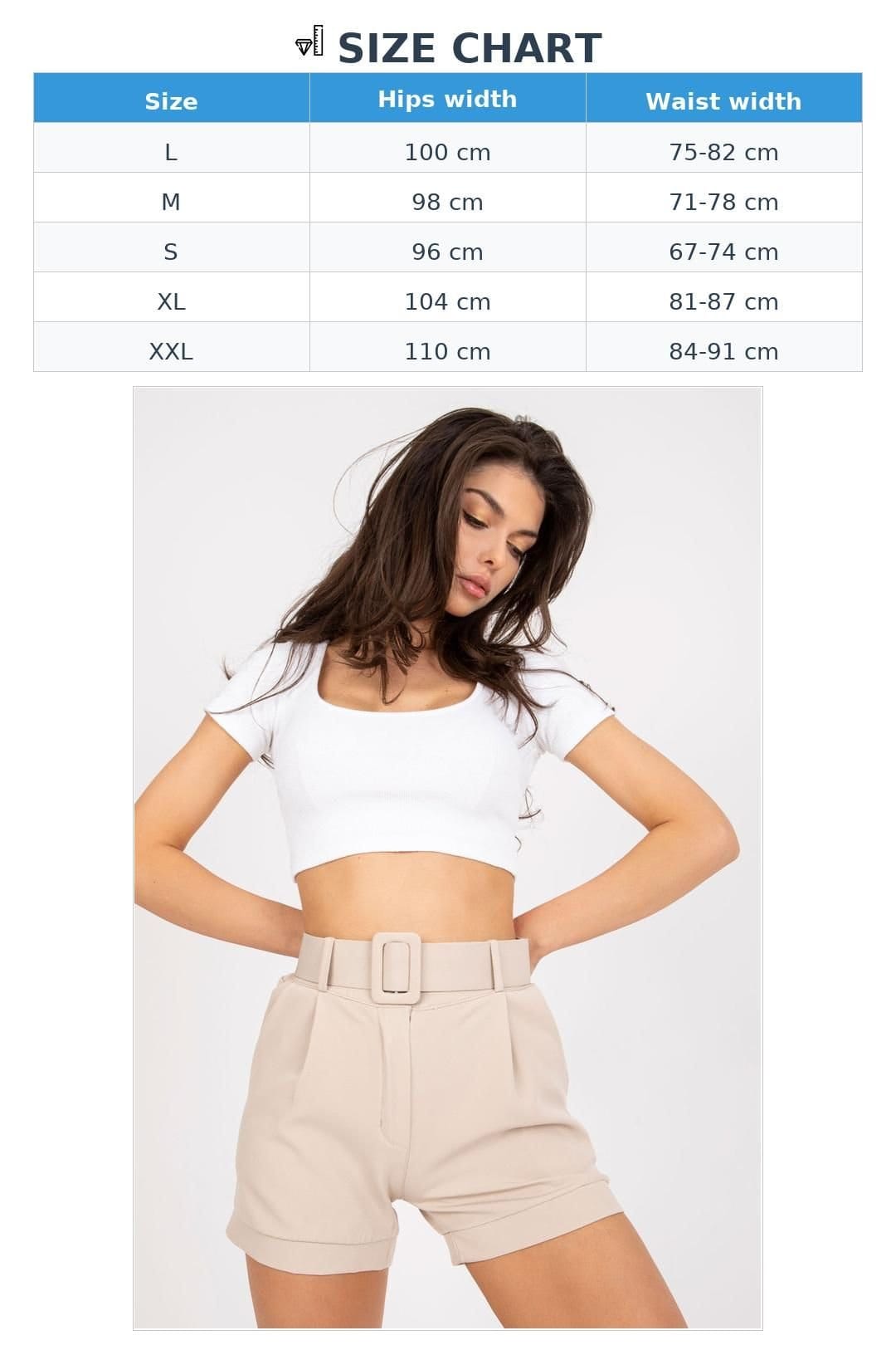 Love Lace Love Lace Women's Elegant Zip Button Shorts with Belt Style 166320 in Beige - 4