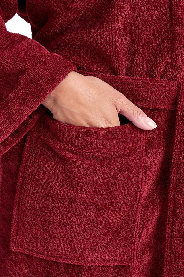 Christy CHRISTY Women's 'Supersoft Cosy' Plush Microvelour Bath Robe in Dark Red - 3