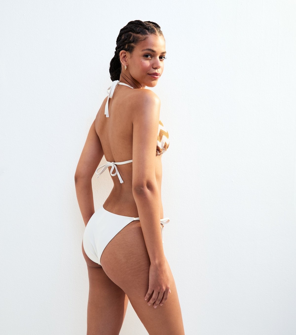 New Look Women's Brown Zigzag Crochet Tie Side Bikini Bottoms New Look - 4