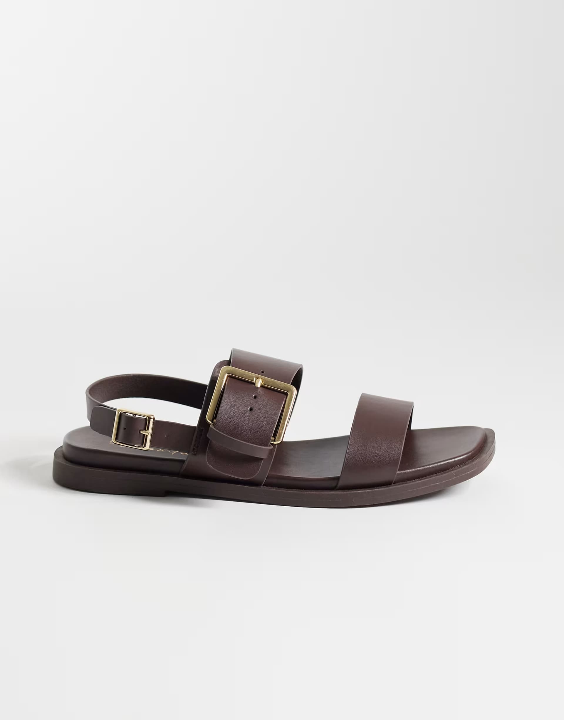 ASOS New Look Wide Fit 2 part sling back buckle sandal in brown