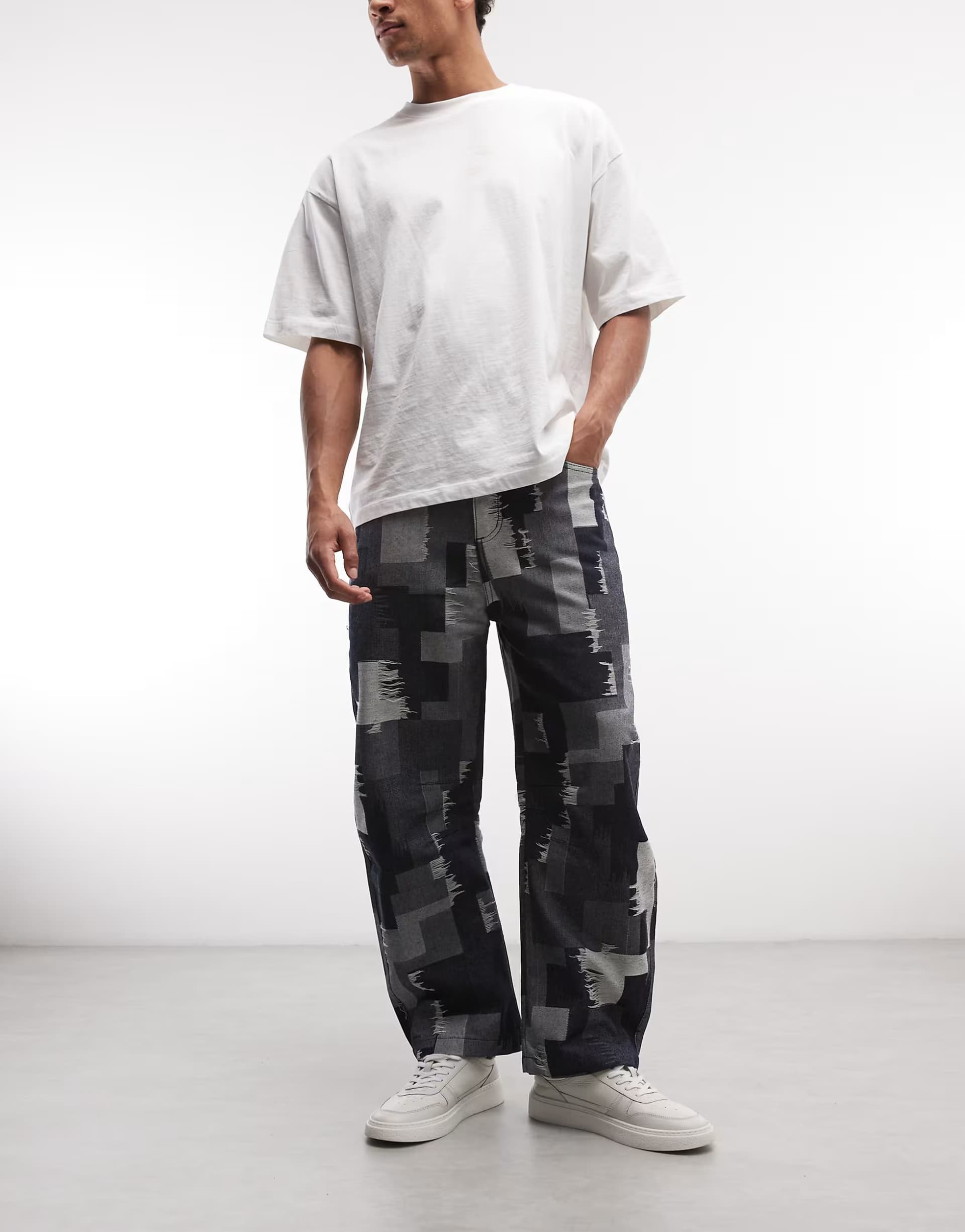 ASOS Sixth June Patchwork Denim Trousers in Blue