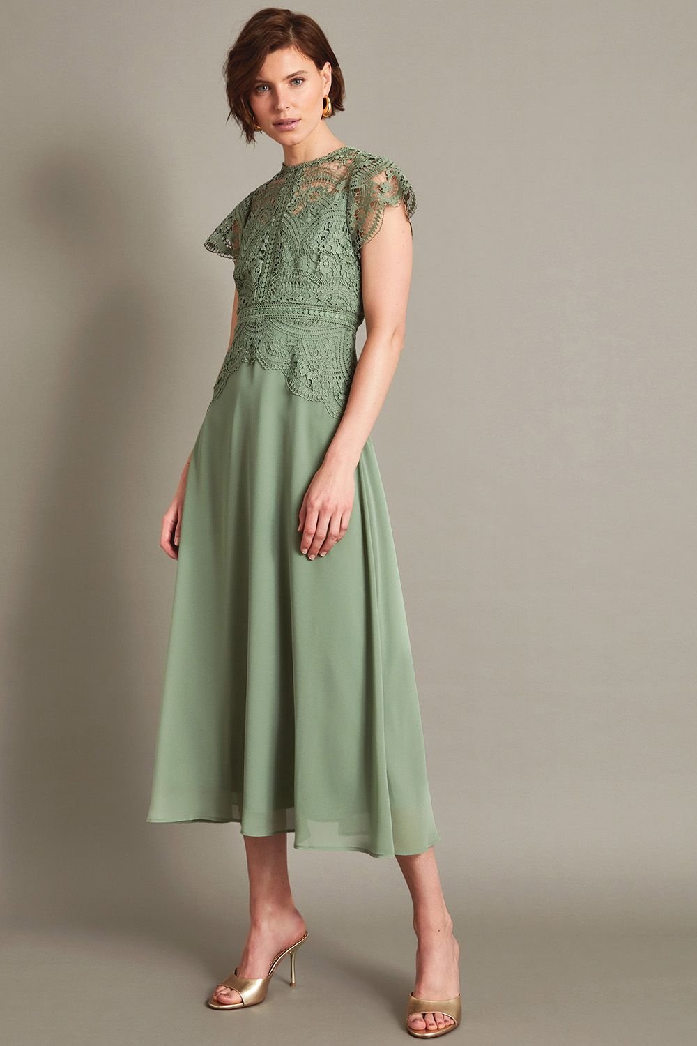 Monsoon Monsoon Women's Monica Lace Midi Dress in Green - 2