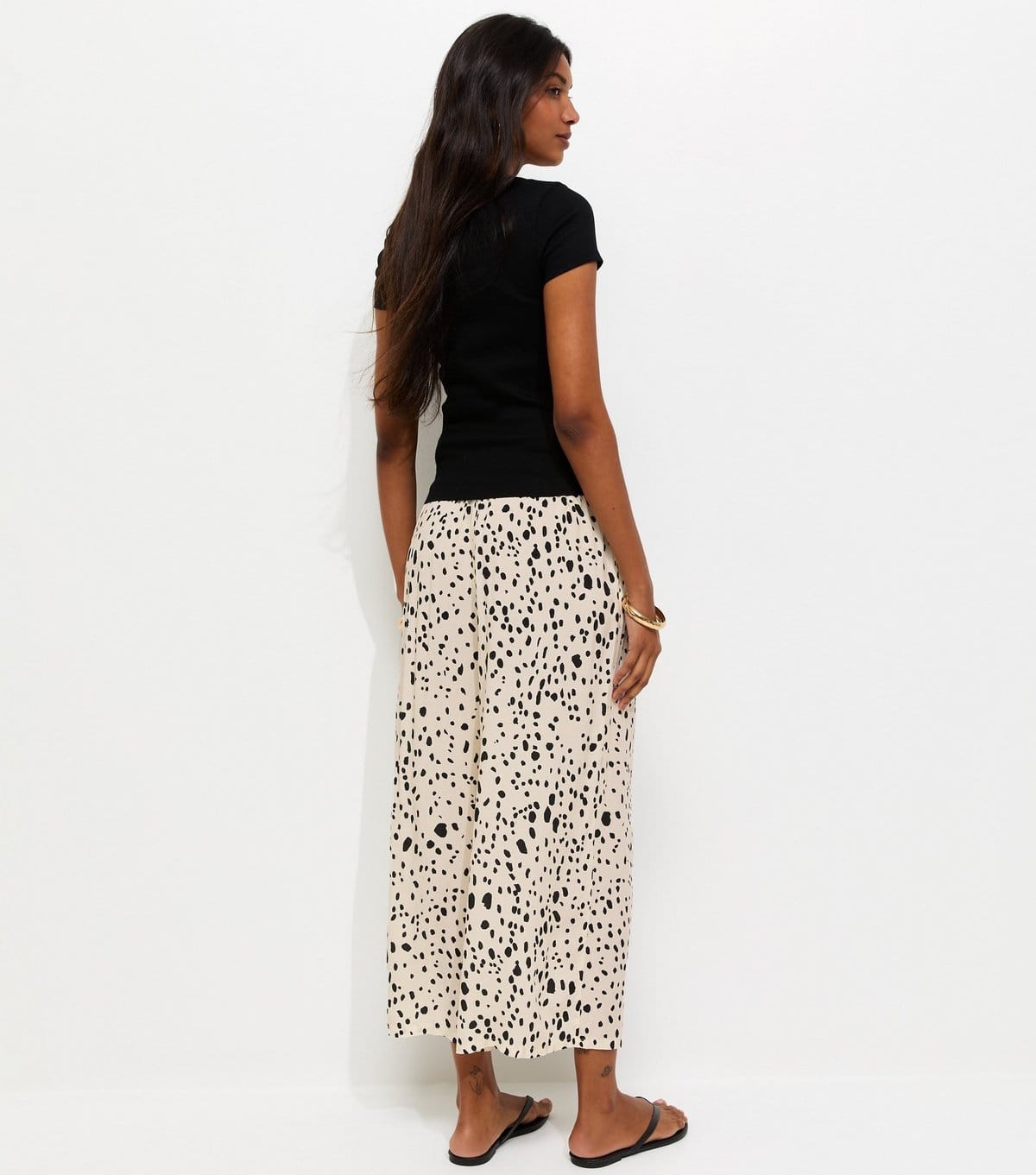 New Look Women's White Spot Print Cropped Wide Leg Trousers New Look - 4