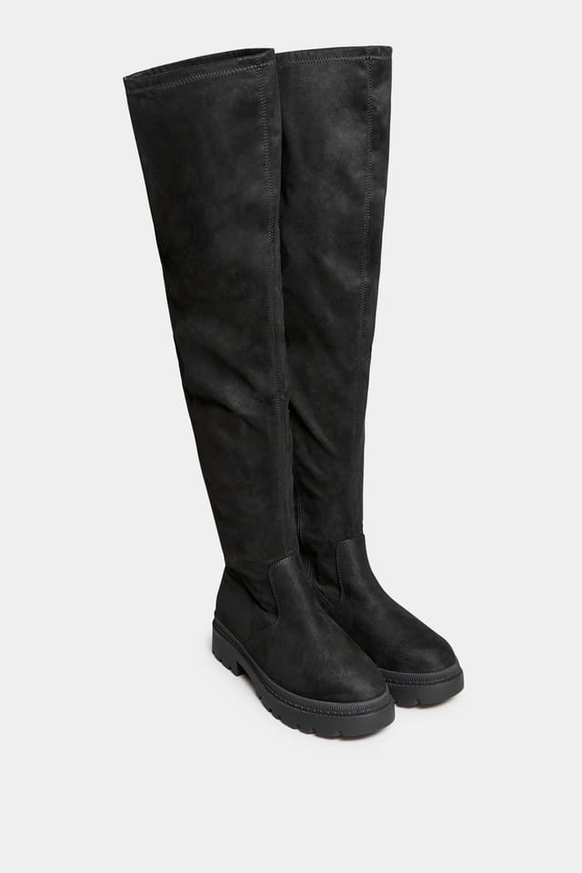 Yours Yours Women's Wide & Extra Wide Over The Knee Boots in Black - 2