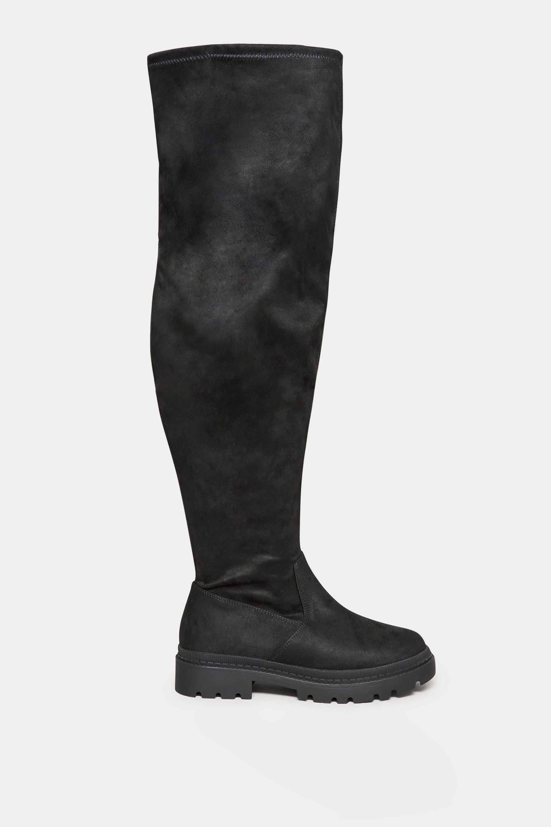 Yours Yours Women's Wide & Extra Wide Over The Knee Boots in Black - 4