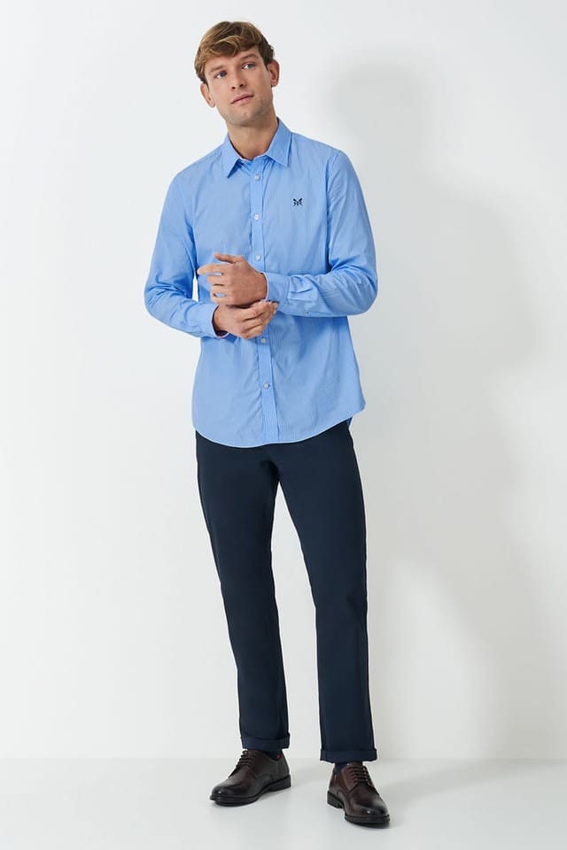 Crew Clothing Crew Clothing Men's Crew Classic Shirt Micro Stripe Blue/White in Sky Blue - 2