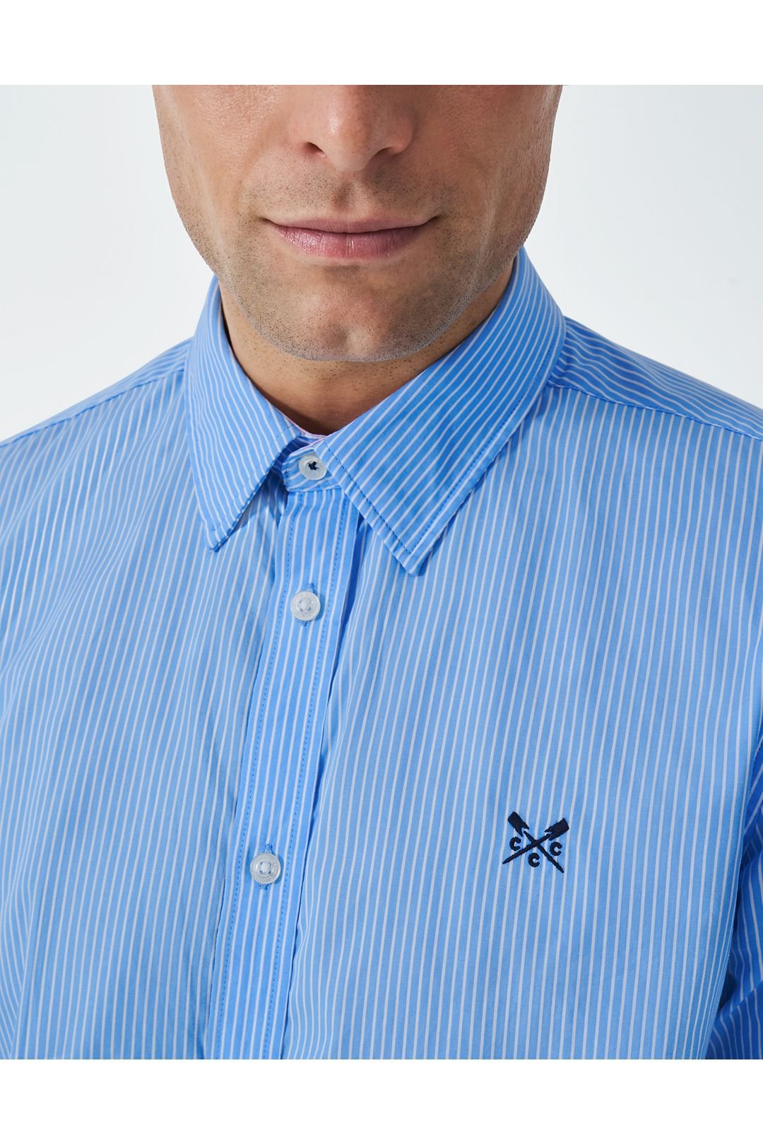Crew Clothing Crew Clothing Men's Crew Classic Shirt Micro Stripe Blue/White in Sky Blue - 3