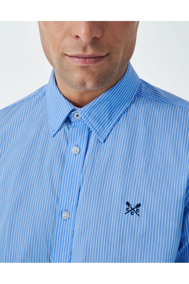 Crew Clothing Crew Clothing Men's Crew Classic Shirt Micro Stripe Blue/White in Sky Blue - 3
