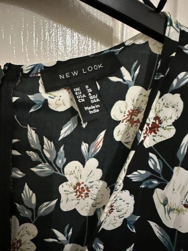New Look Black floral summer dress with ruffle sleeves