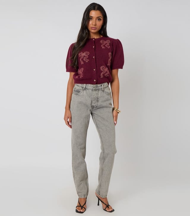 Urban Bliss Women's Dark Burgundy Short Sleeve Cardigan Urban Bliss New Look - 3