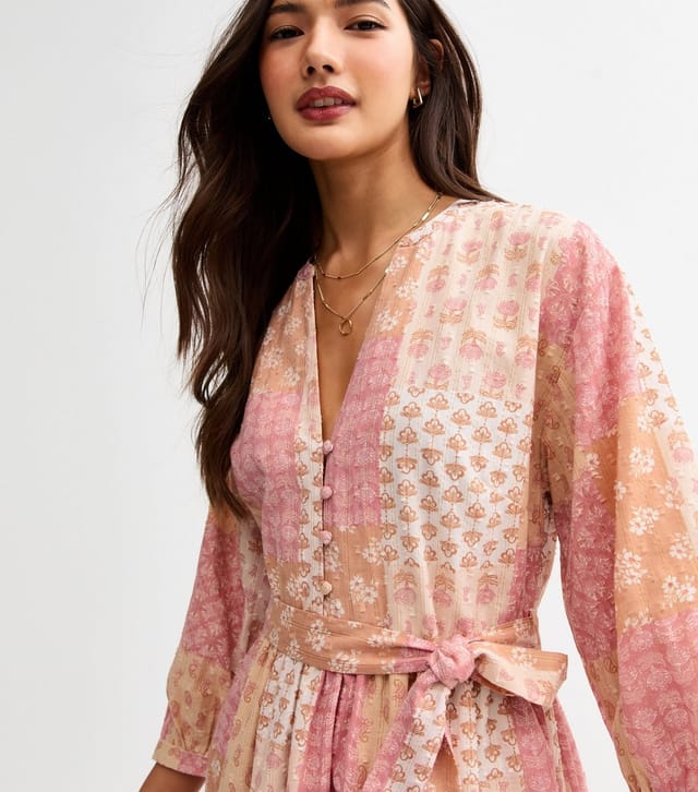 New Look Women's Pink Floral Print Tiered Hem Mini Dress New Look - 2
