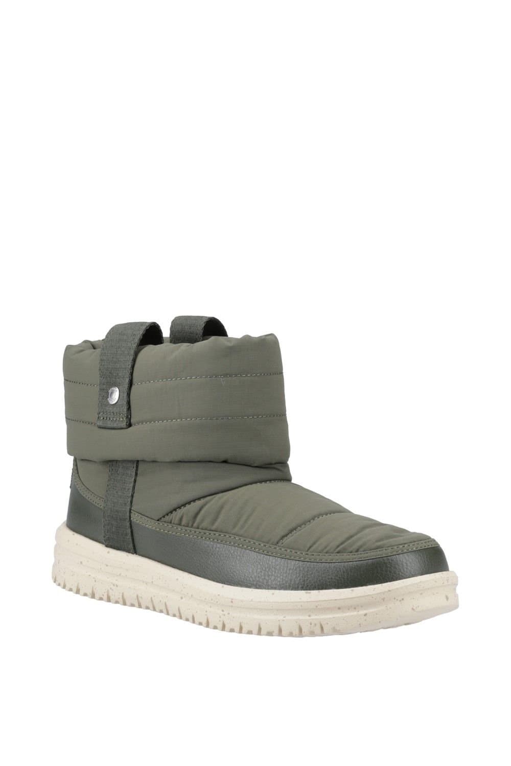 Hey Dude Hey Dude Women's Camden Cuff Nylon Quilt Boot in Dark Olive