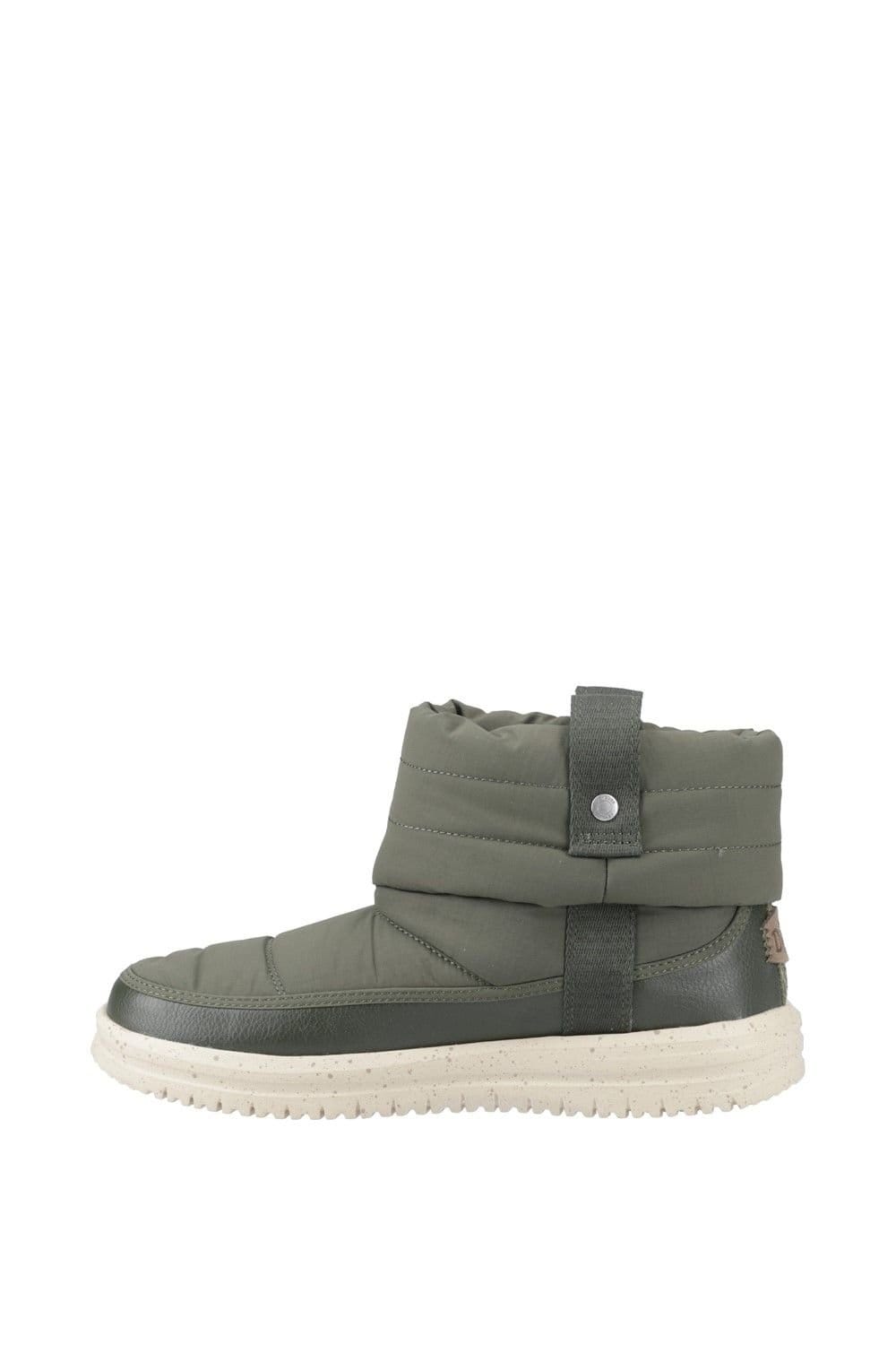 Hey Dude Hey Dude Women's Camden Cuff Nylon Quilt Boot in Dark Olive - 4