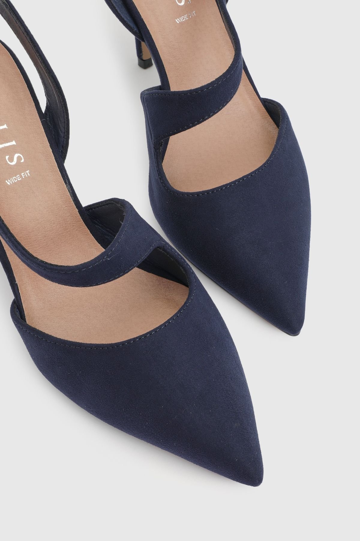 Wallis Wallis Women's Wide Fit Everly Asymmetric Pointed Stiletto High Heel Court Shoes in Navy - 4