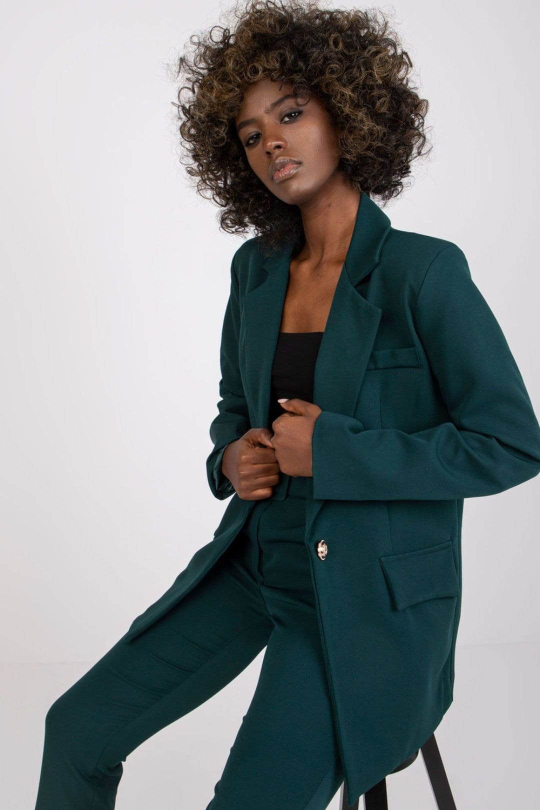 Love Lace Green Blazer Jacket with Shoulder Cushions