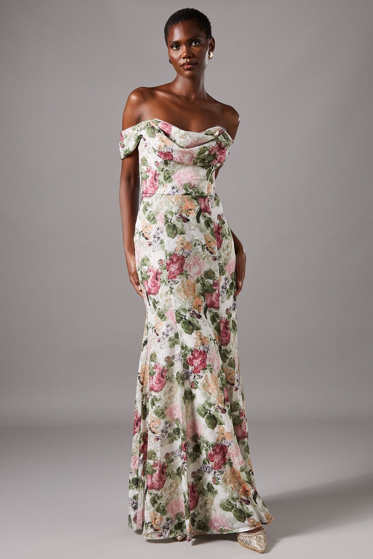 Coast Cream Floral Bardot Maxi Dress