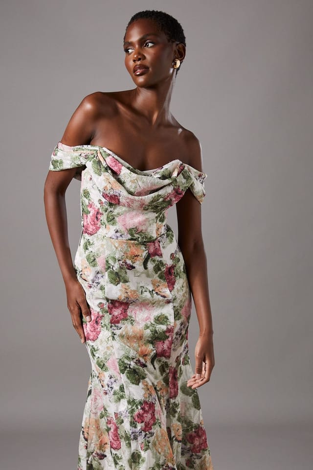 Coast Coast Women's Floral Bardot Maxi Dress in Cream - 2