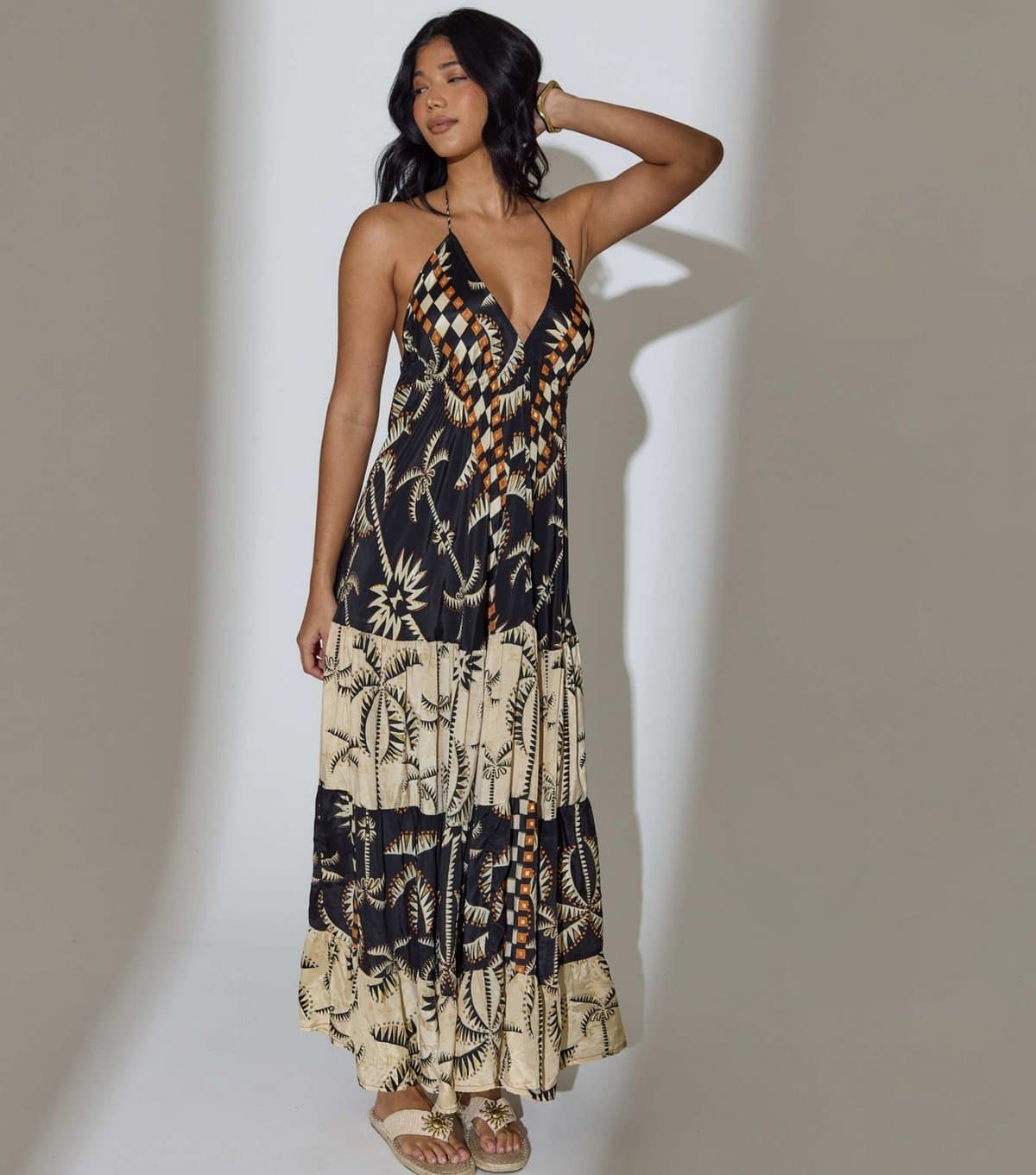 South Beach Women's Black Tiered Halterneck Maxi Dress South Beach New Look