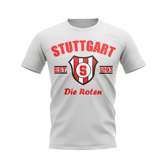 VfB Stuttgart VFB Stuttgart Men's Personalised Stuttgart Established Football T-Shirt in White - 2
