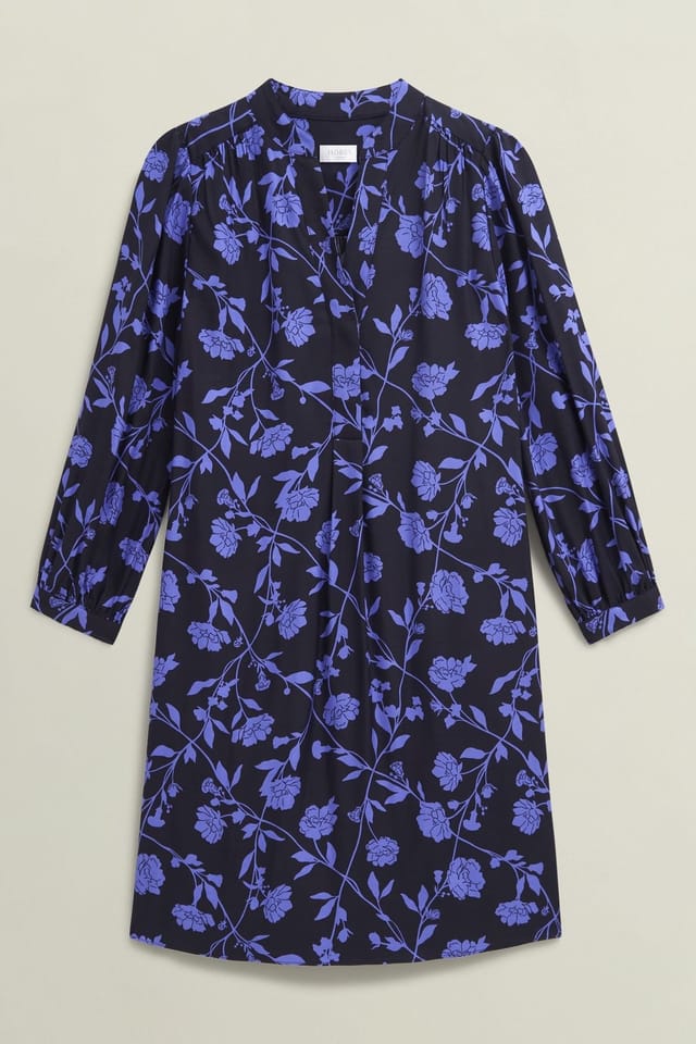 Hobbs London Hobbs London Women's Valeria Long Sleeve V-Neck Mini Dress in Dark Navy - 2