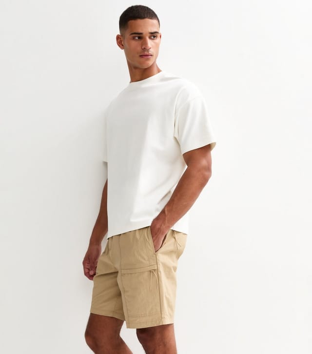 New Look Men's Light Brown Tech Cargo Zip Pocket Shorts New Look - 3